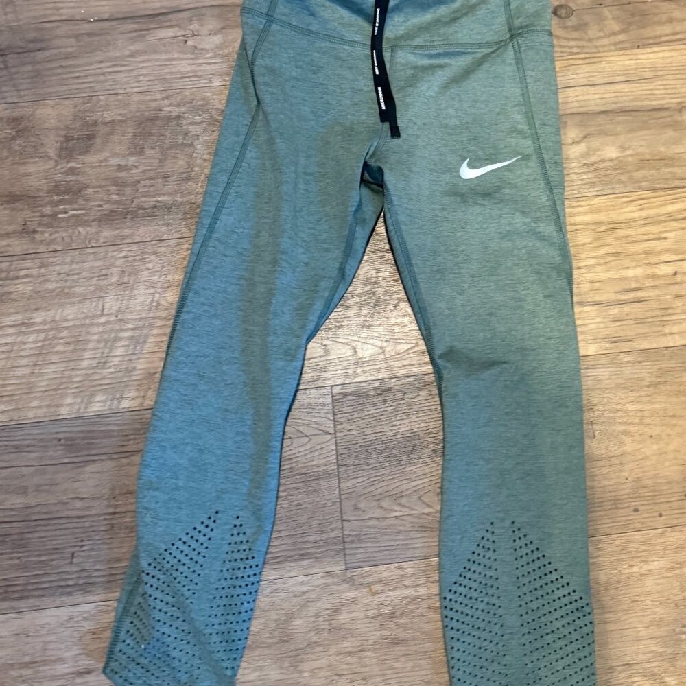 NIKE Leggings Women's Large Green Mid-Rise Epic Lux Pocket Running Size Small